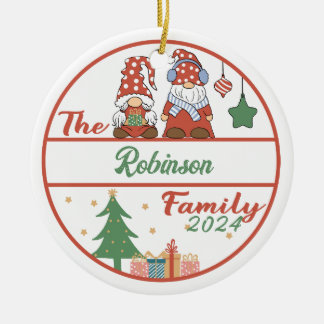Adorno De Cerámica Navidad de la familia Gnome