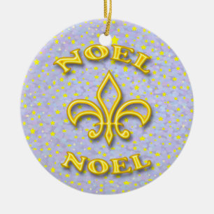 Adorno De Cerámica Navidad de la flor de lis de Noel
