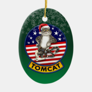 Adorno De Cerámica Navidad de la mascota de Tomcat