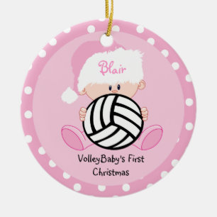 Adorno De Cerámica Navidad de la niña del voleibol 1r con nombre