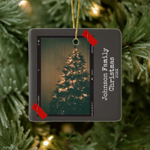 Adorno De Cerámica Navidad de máquina de escribir de foto instantánea