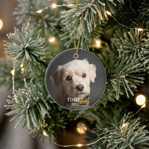 Adorno De Cerámica Navidad de mascota personalizada linda foto
