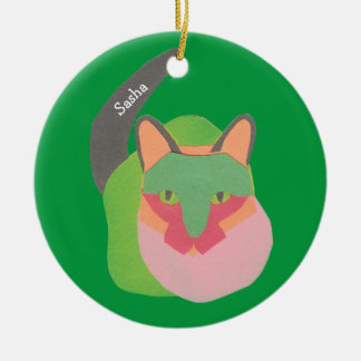 Adorno De Cerámica Navidad de Meowy de su gato personalizado
