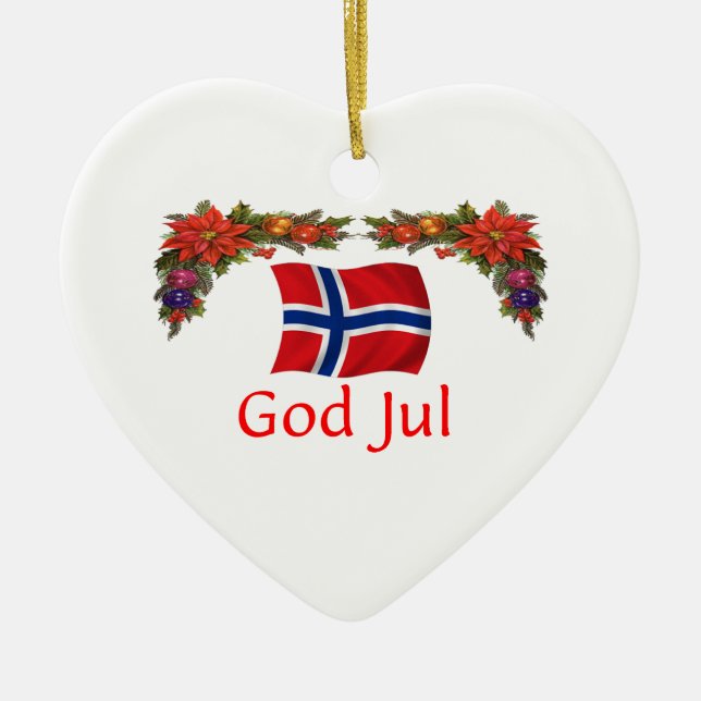 Adorno De Cerámica Navidad de Noruega (Frente)