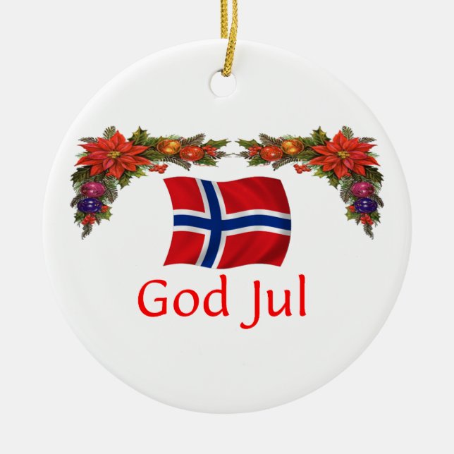 Adorno De Cerámica Navidad de Noruega (Frente)