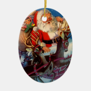 Adorno De Cerámica Navidad de Papá Noel del tejado del vintage de lo