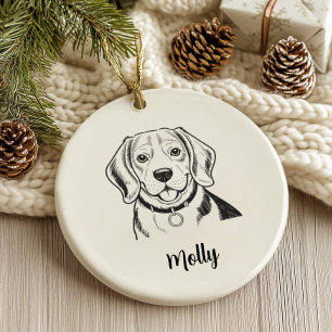 Adorno De Cerámica Navidad de perro Beagle personalizada