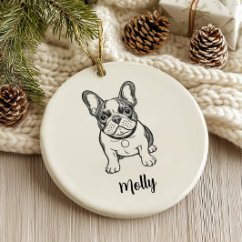 Adorno De Cerámica Navidad de perro Bulldog Francés personalizada