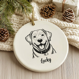 Adorno De Cerámica Navidad de Perro de Laboratorio Personalizada
