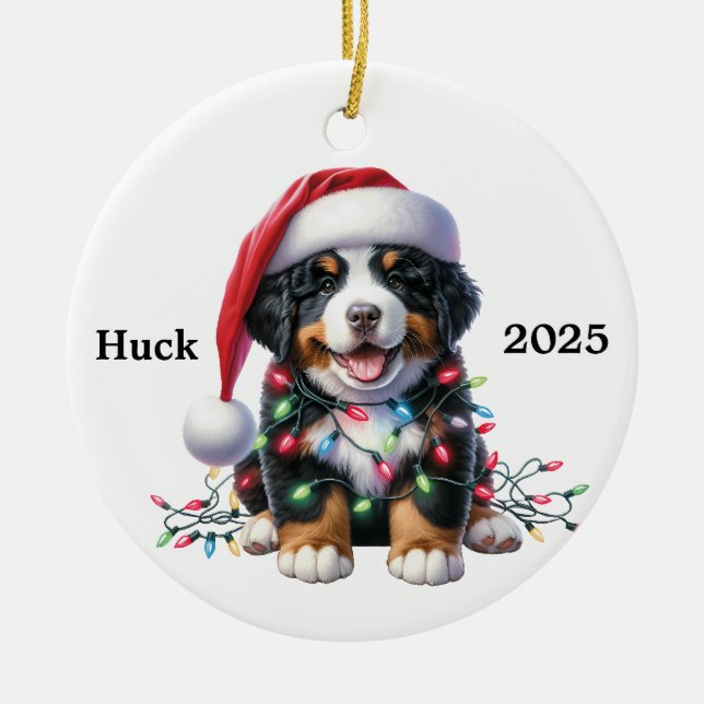 Adorno De Cerámica Navidad de perro de montaña birmano personalizada (Frente)