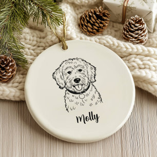 Adorno De Cerámica Navidad de perro Goldendoodle personalizada