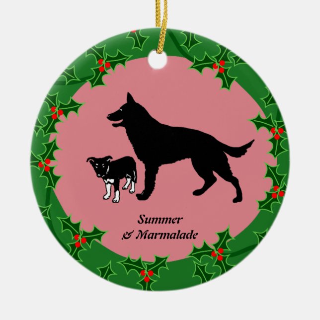 Adorno De Cerámica Navidad de perro personalizada (Frente)