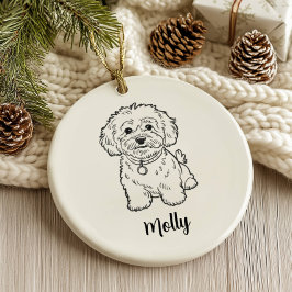 Adorno De Cerámica Navidad de Perro Personalizada