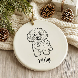 Adorno De Cerámica Navidad de Perro Personalizada
