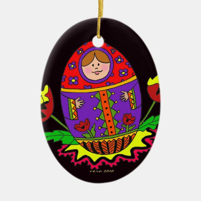 Adorno De Cerámica Navidad de Pysanka (Frente)