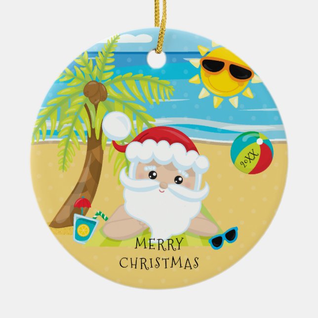Adorno De Cerámica Navidad de relajación tropical del Hawaiian de (Frente)
