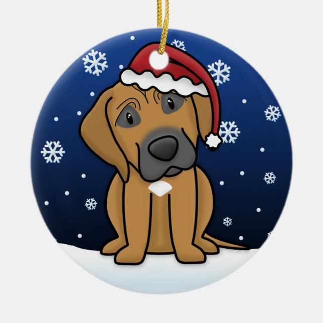 Adorno De Cerámica Navidad de Rhodesian Ridgeback del dibujo animado (Frente)