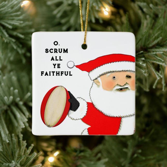 Adorno De Cerámica Navidad de Rugby (Árbol)