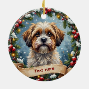 Adorno De Cerámica Navidad de Shih Tzu