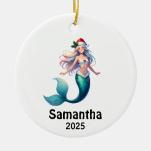 Adorno De Cerámica Navidad de Sirena para Niños, Regalo de Navidad