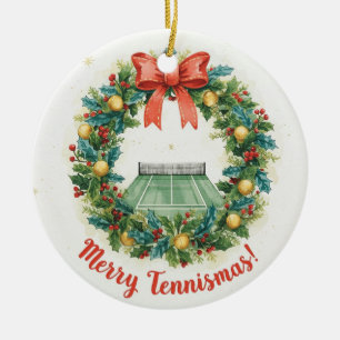 Adorno De Cerámica Navidad de tenis con pelota de tenis 