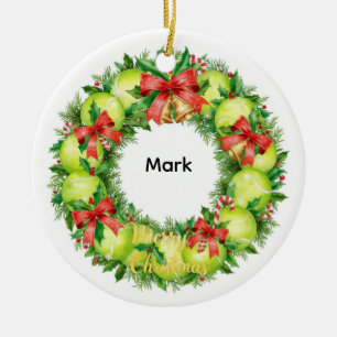 Adorno De Cerámica Navidad de tenis con pelota de tenis 