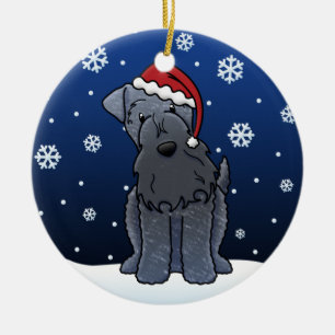 Adorno De Cerámica Navidad de Terrier de azul de Kerry del dibujo