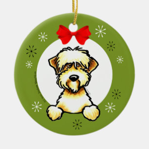 Adorno De Cerámica Navidad de trigo suavemente revestido de Terrier