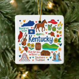 Adorno De Cerámica Navidad de viaje familiar personalizado a Kentuky