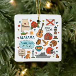 Adorno De Cerámica Navidad de viaje familiar personalizado de Alabama