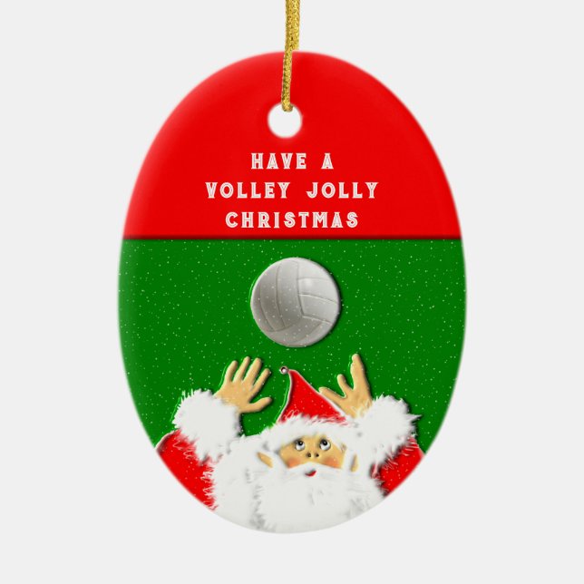 Adorno De Cerámica Navidad de voleibol (Frente)