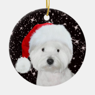 Adorno De Cerámica Navidad de Westie