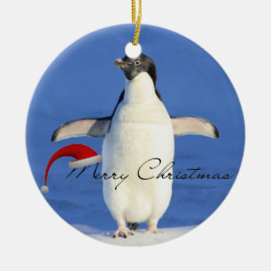 Adorno De Cerámica Navidad del abrazo del pingüino