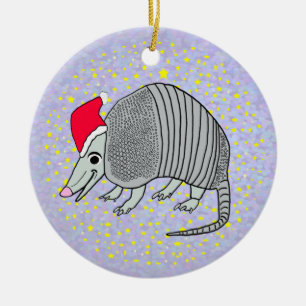 Adorno De Cerámica Navidad del armadillo de Santa