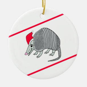 Adorno De Cerámica Navidad del armadillo de Santa (fondo blanco)
