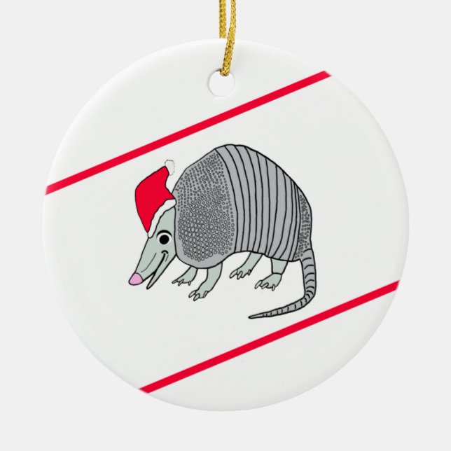 Adorno De Cerámica Navidad del armadillo de Santa (fondo blanco) (Frente)
