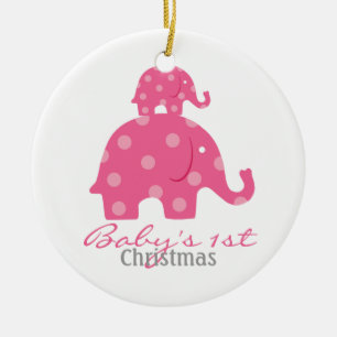 Adorno De Cerámica Navidad del bebé de la niña el primer - elefante