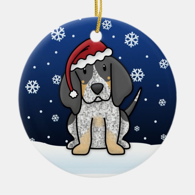 Adorno De Cerámica Navidad del Coonhound de Bluetick del dibujo (Frente)