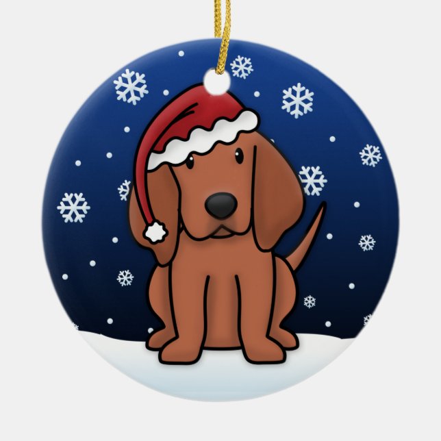 Adorno De Cerámica Navidad del Coonhound de Redbone del dibujo (Frente)