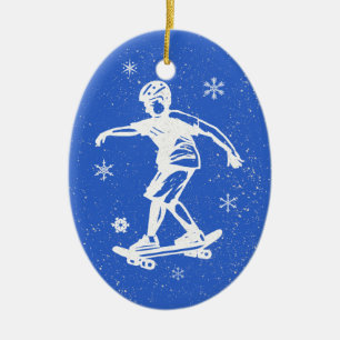 Adorno De Cerámica Navidad del copo de nieve del muchacho del