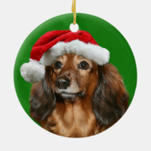 Adorno De Cerámica Navidad del Dachshund