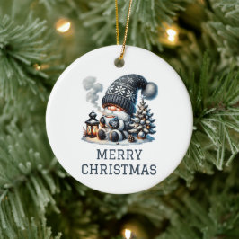 Adorno De Cerámica Navidad del Gnomo Bonito