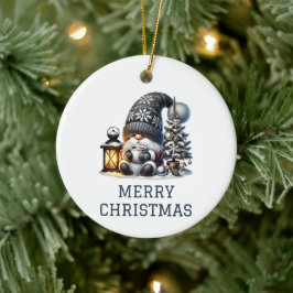 Adorno De Cerámica Navidad del Gnomo Bonito