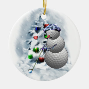 Adorno De Cerámica Navidad del muñeco de nieve de la pelota de golf
