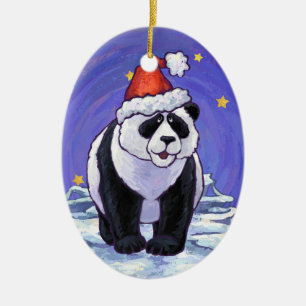 Adorno De Cerámica Navidad del Oso Panda