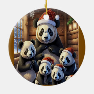 Adorno De Cerámica Navidad del oso panda