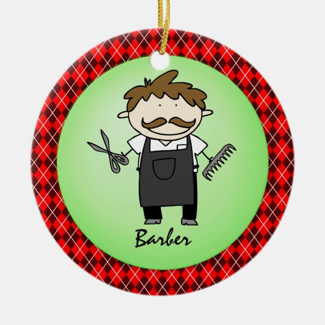 Adorno De Cerámica Navidad del peluquero del empleo personalizado (Frente)