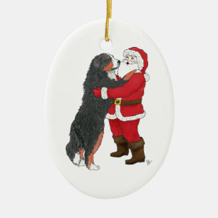 Adorno De Cerámica Navidad del perro de montaña de Bernese que salud
