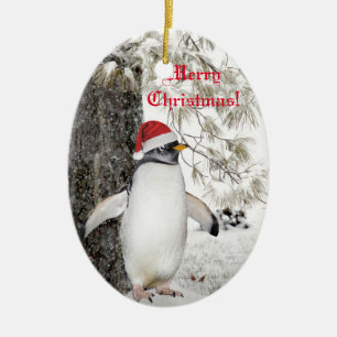 Adorno De Cerámica Navidad del pingüino