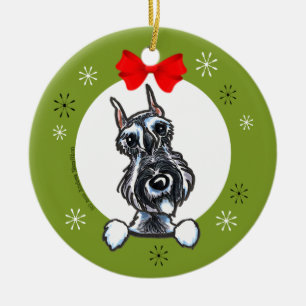 Adorno De Cerámica Navidad del Schnauzer de la pimienta de la sal